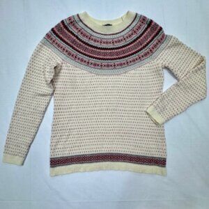 Talbots White Fair Isle Holiday Sweater - Size SP